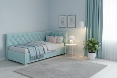 Мягкая угловая кровать Лея с ортопедическим основанием