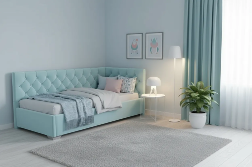 Кровать мягкая угловая Лея